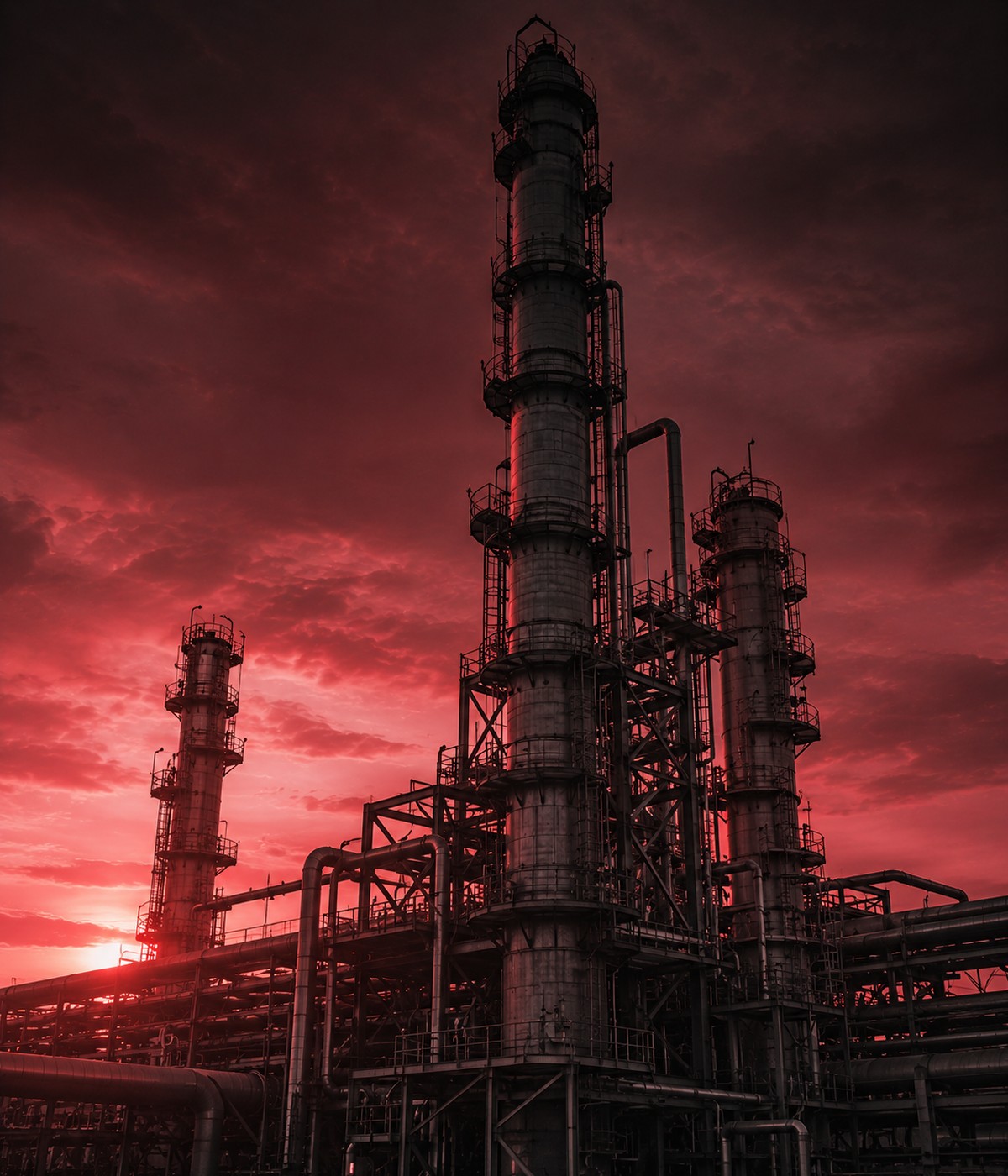 Industrial plant at sunset